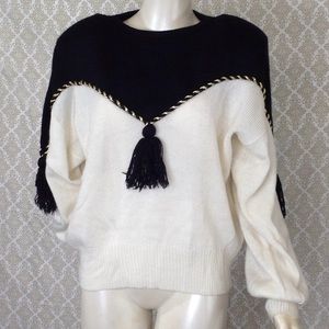 VTG 80's90's Parigi Cream /black Knit Sweater